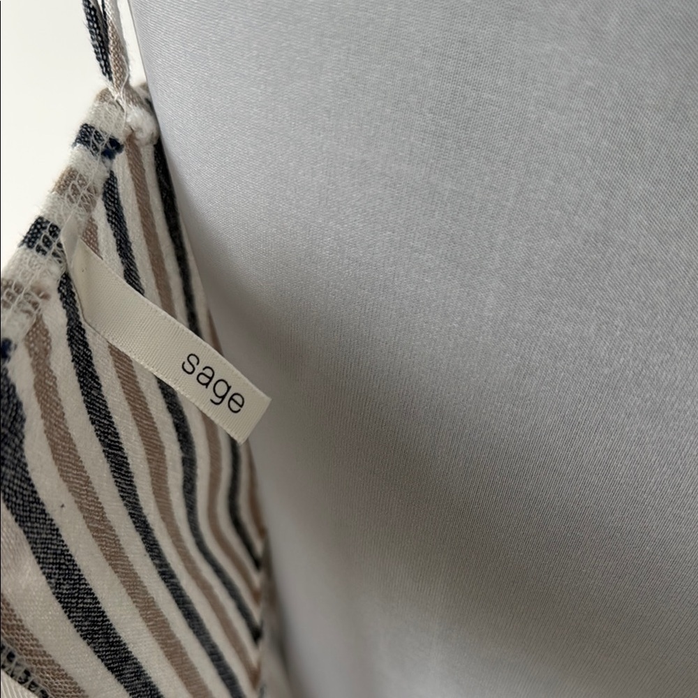 Sage Striped Faux Wrap Mini Dress in Blue and White‎ Sz SM - Picture 7 of 8
